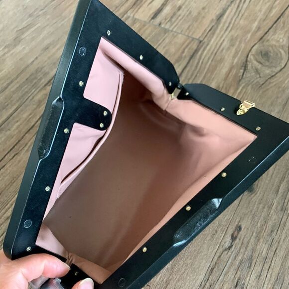 Handmade Genuine Premium Leather Tie-dye Printed Wooden Frame Bag with 2 Straps - Picture 16 of 16